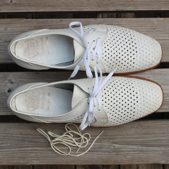 Vintage the Hartt Shoe White Perforated Leather Derby, Men's 9 D, Made in Canada - Picture 8 of 13